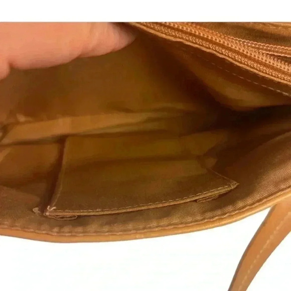 Relic cognac vegan leather contrast stitch adjustable strap shoulder bag purse - Picture 7 of 13